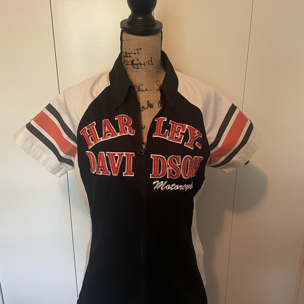 Women's Harley-Davidson Casual Zip Down Short Sleeve Shirt 03